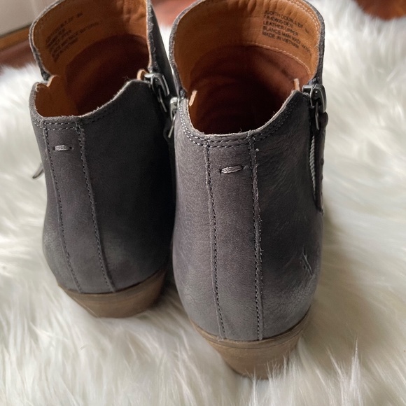 Frye Judith Double Zip Ankle Boots Leather Dark Gray 8M - Picture 8 of 11